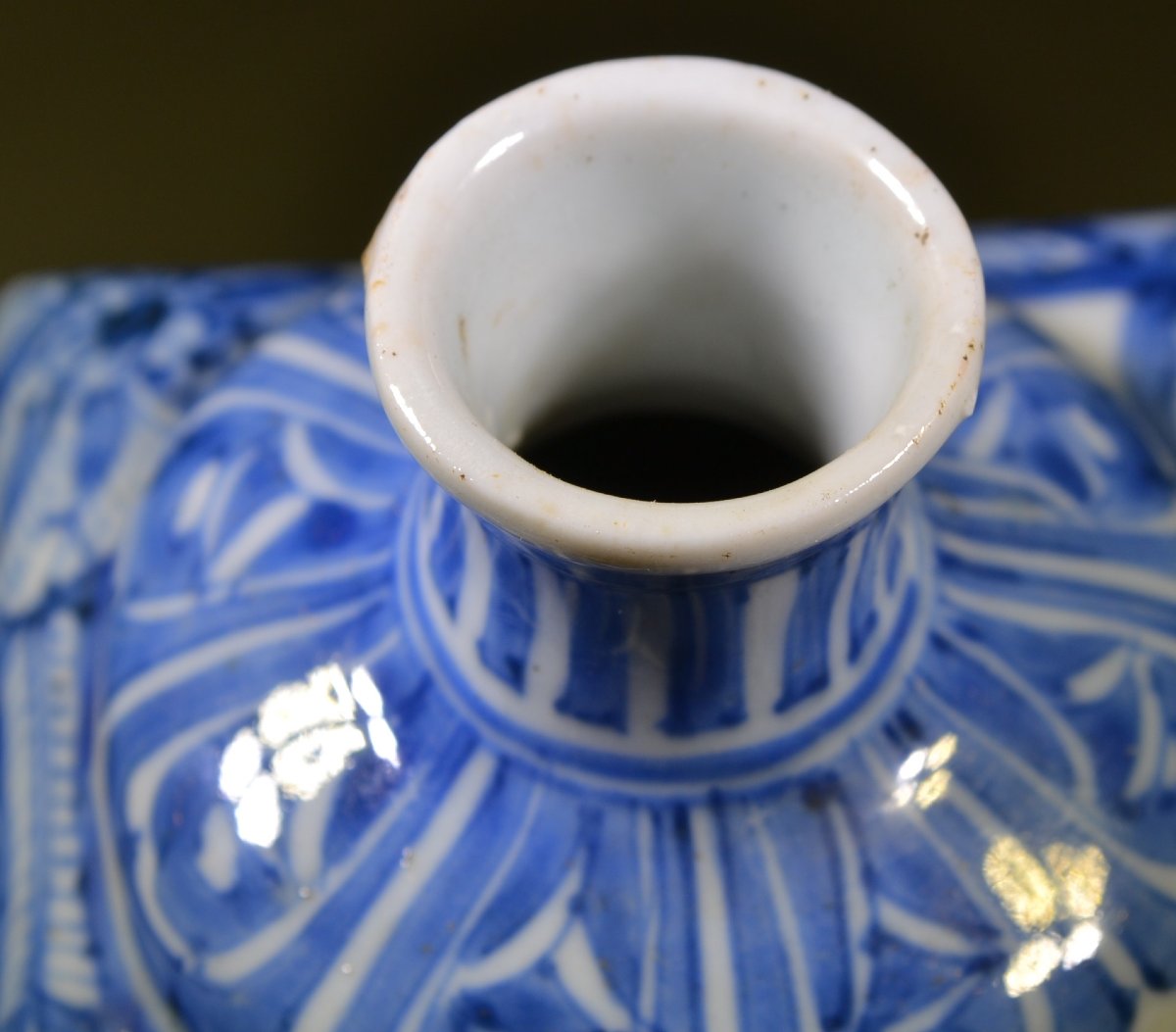  Porcelain Bottle With Cobalt Blue Decoration On A White Background, China, 17th Century. Transitional Period.-photo-6