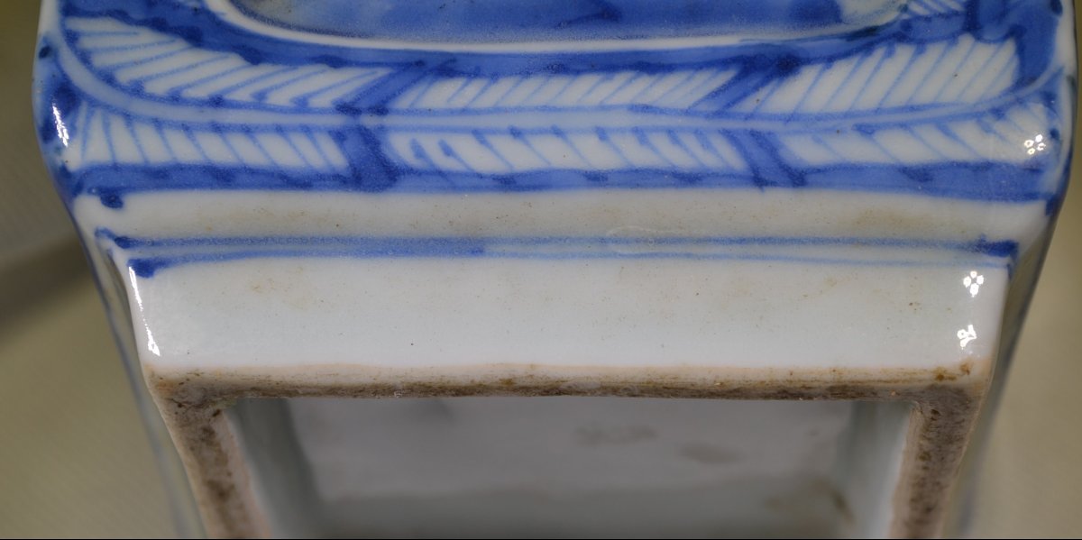  Porcelain Bottle With Cobalt Blue Decoration On A White Background, China, 17th Century. Transitional Period.-photo-7