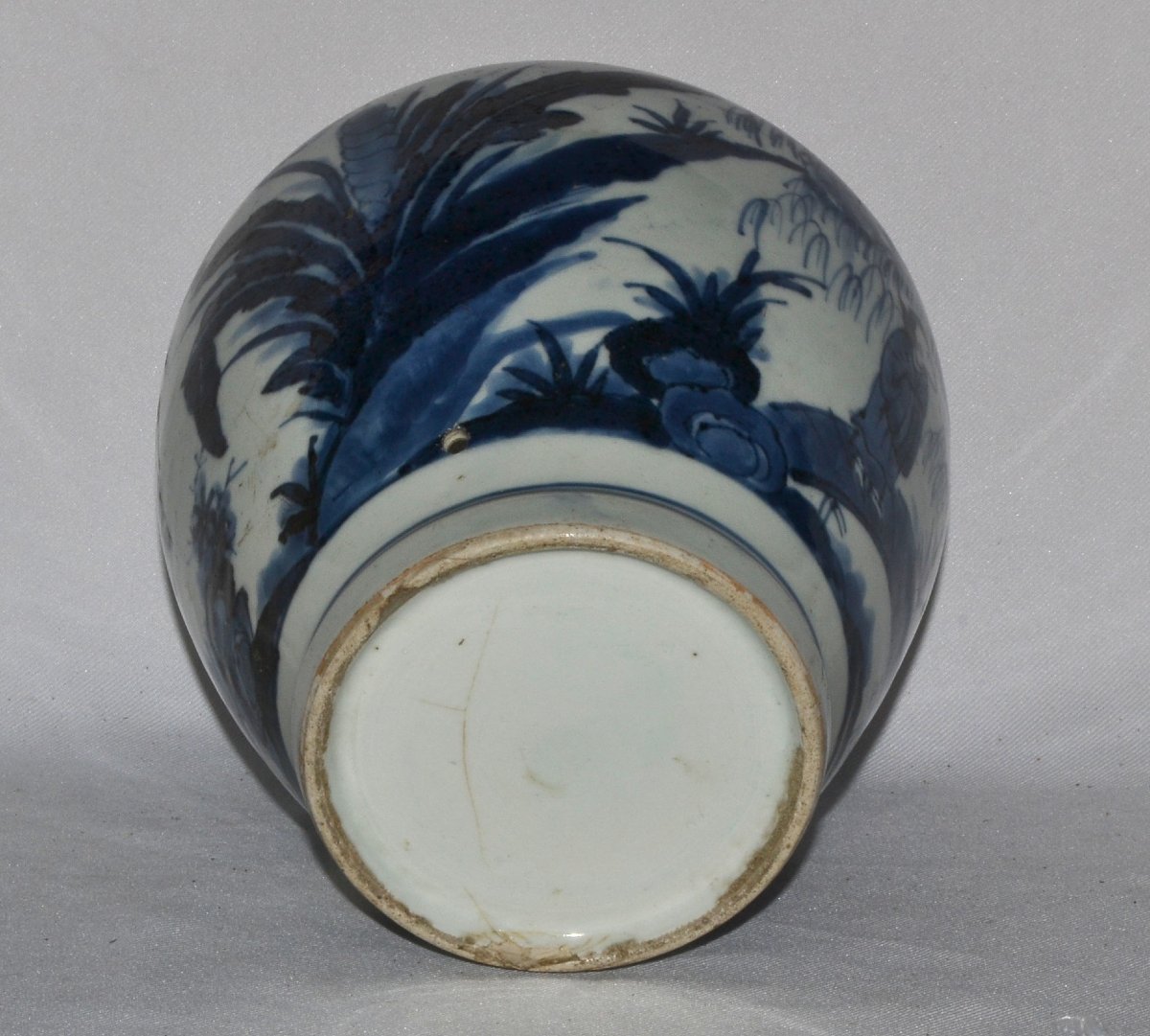 Jarre en porcelaine décor bleu de cobalt. Fours d'Arita Japon 17° siècle vers 1650.-photo-5