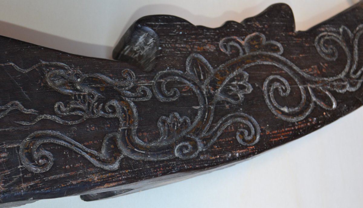 Wooden Piece Carved With Dragons. China, Ming Period Or Earlier.  -photo-3
