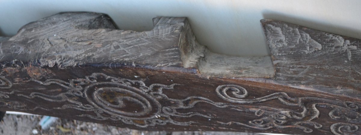 Wooden Piece Carved With Dragons. China, Ming Period Or Earlier.  -photo-4