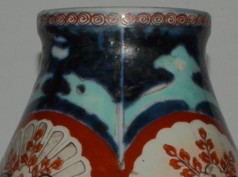 Japanese Porcelain Vase. Imperial Mon Decoration. Arita Kilns. Edo Period-photo-6