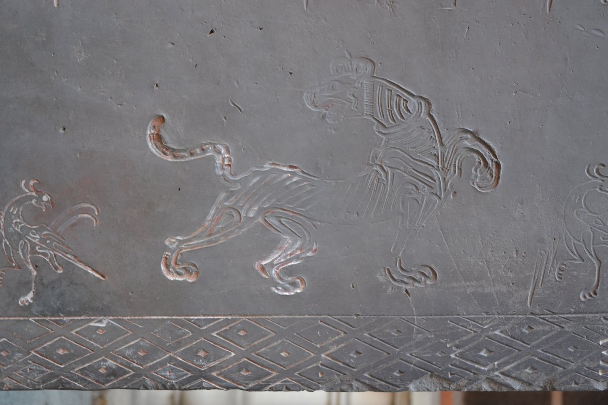 Plaque en terre cuite gravée d'animaux. Chine époque Han.  1° siècle avant JC.-photo-3