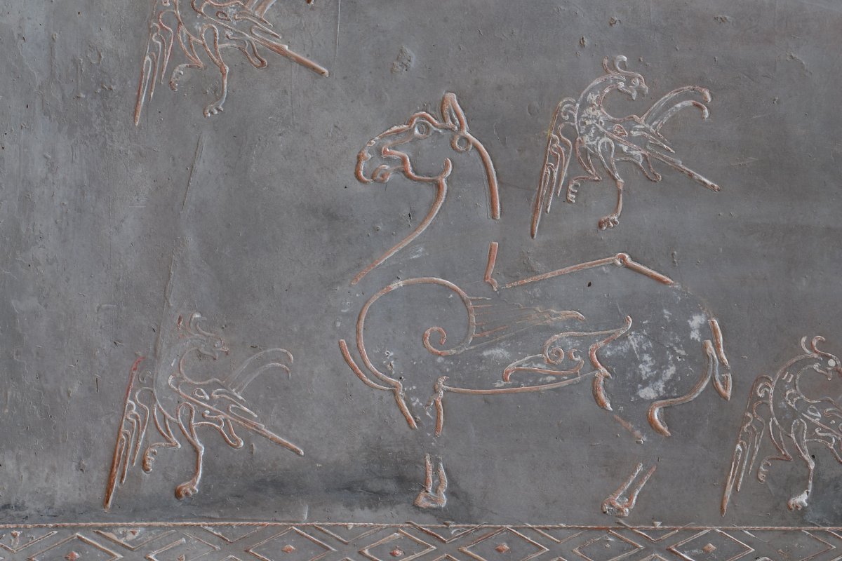 Plaque en terre cuite gravée d'animaux. Chine époque Han.  1° siècle avant JC.-photo-5