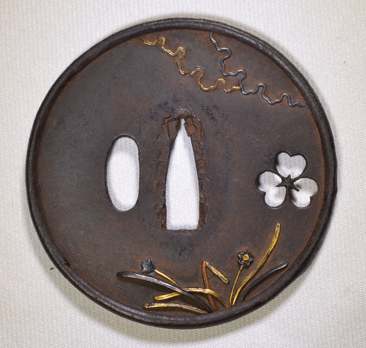 Iron Tsuba With Openwork (sukashi) And Inlaid Decoration. Edo Period, Japan. Anonymous. -photo-2