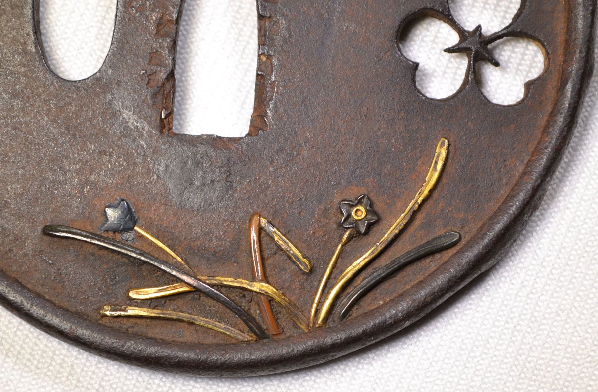 Iron Tsuba With Openwork (sukashi) And Inlaid Decoration. Edo Period, Japan. Anonymous. -photo-4