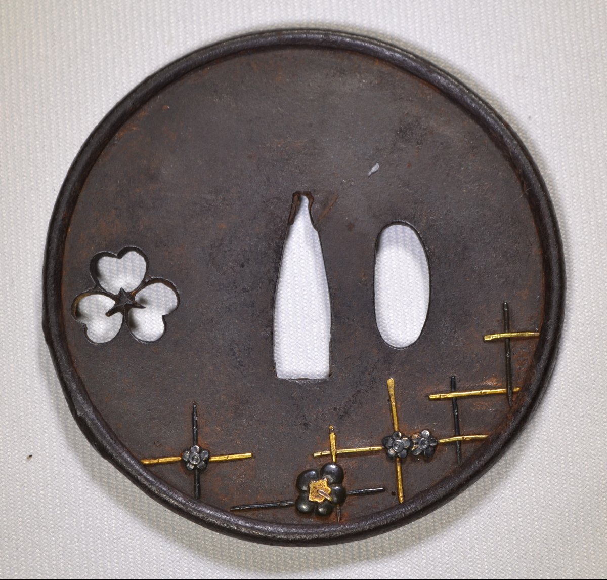 Iron Tsuba With Openwork (sukashi) And Inlaid Decoration. Edo Period, Japan. Anonymous. 