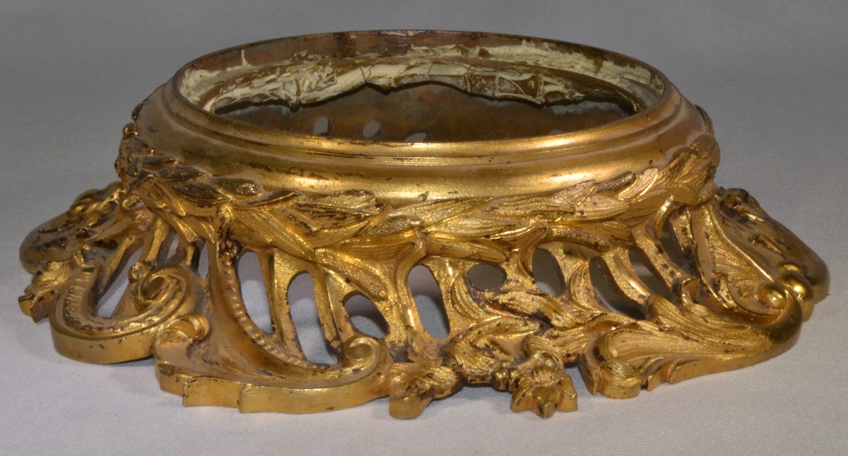 Bronze Base Cast Using The Lost-wax Method, Gilded With Mercury. Louis XV Rocaille Style. -photo-2