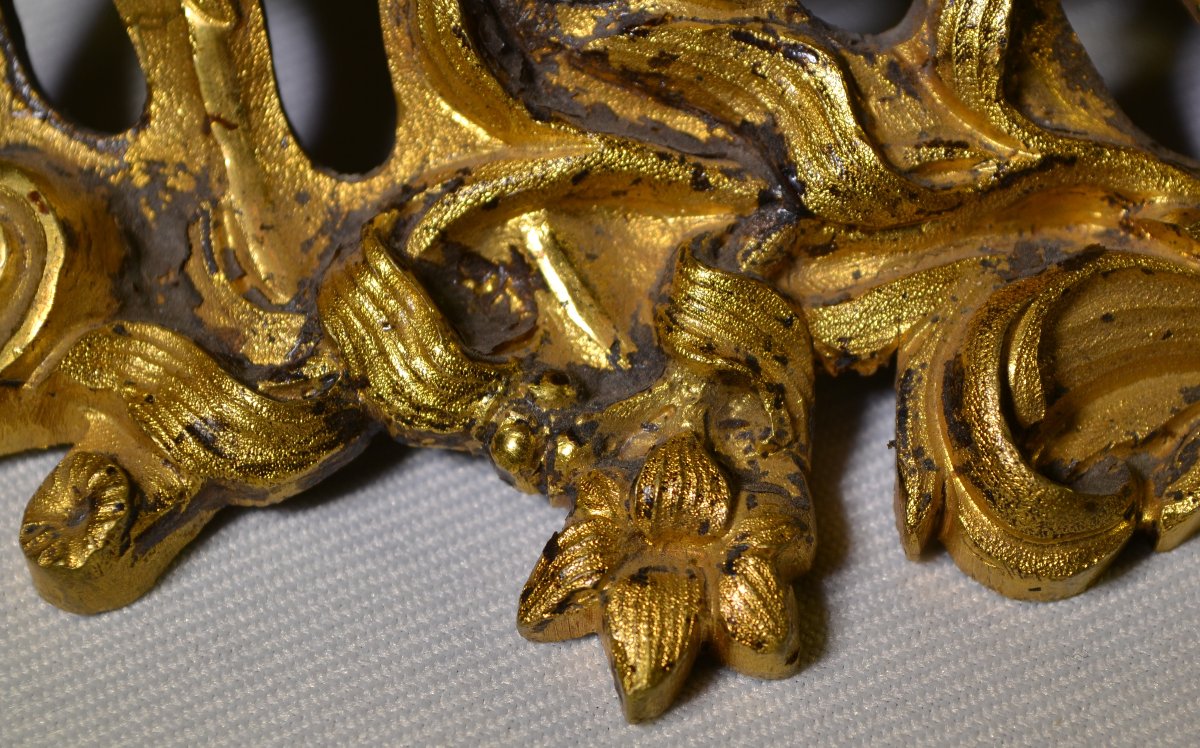 Bronze Base Cast Using The Lost-wax Method, Gilded With Mercury. Louis XV Rocaille Style. -photo-2