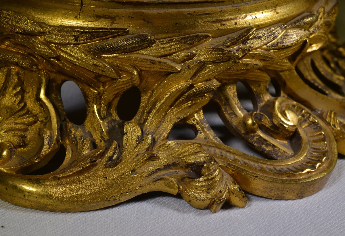 Bronze Base Cast Using The Lost-wax Method, Gilded With Mercury. Louis XV Rocaille Style. -photo-8