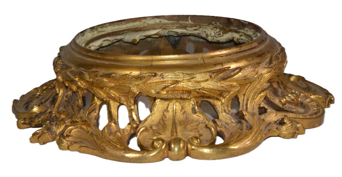 Bronze Base Cast Using The Lost-wax Method, Gilded With Mercury. Louis XV Rocaille Style. 