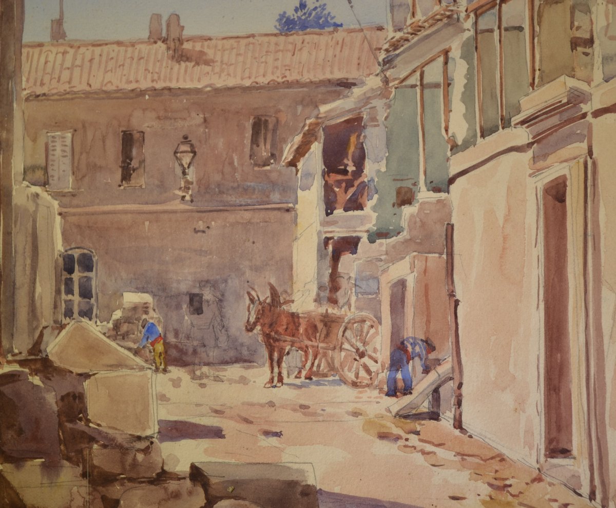 2 Aquarelles représentant la catastrophe de 1887 sur la Riviera de Nice à Impéria. -photo-4