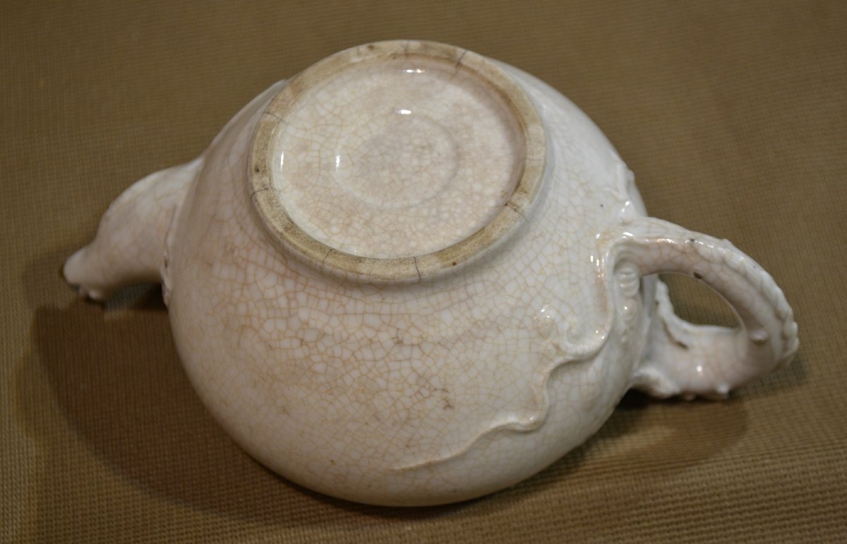 Théière en porcelaine craquelée, oiseau et dragons. Chine 18° siècle. -photo-3