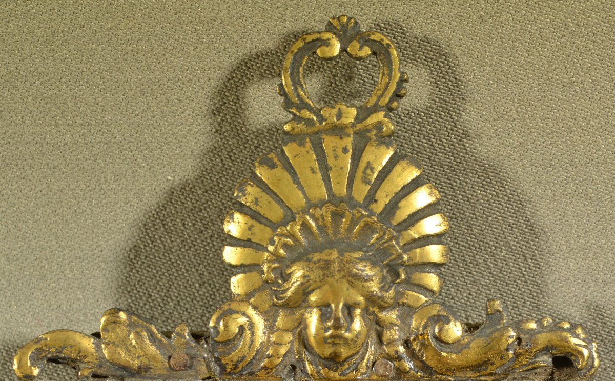 Portraits de Marie et Jésus, verre églomisé (fixé).Cadre bois et bronze doré.17° siècle.-photo-3