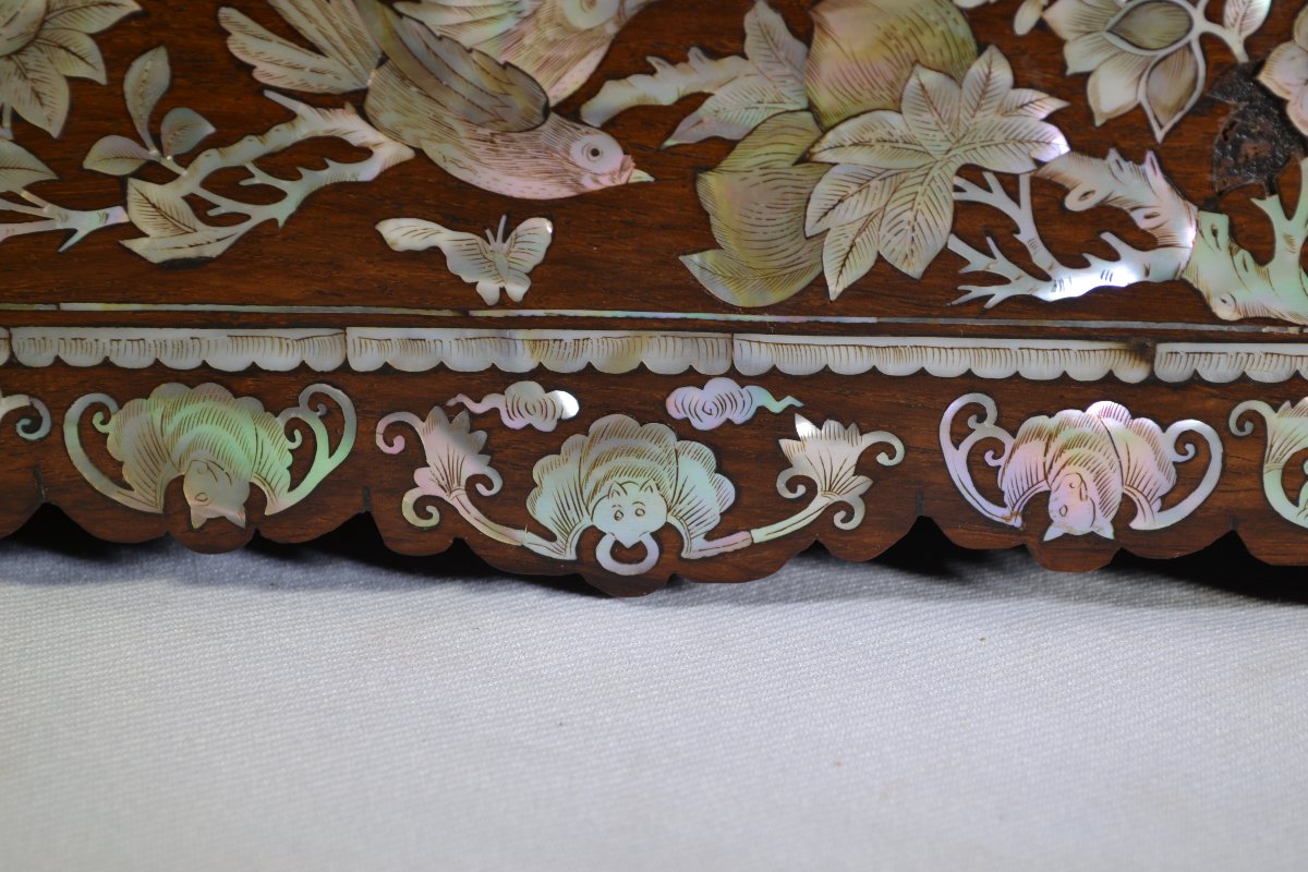 Display Tray Made Of Precious Wood And Mother-of-pearl. Vietnam Or China, 19th Century.-photo-4