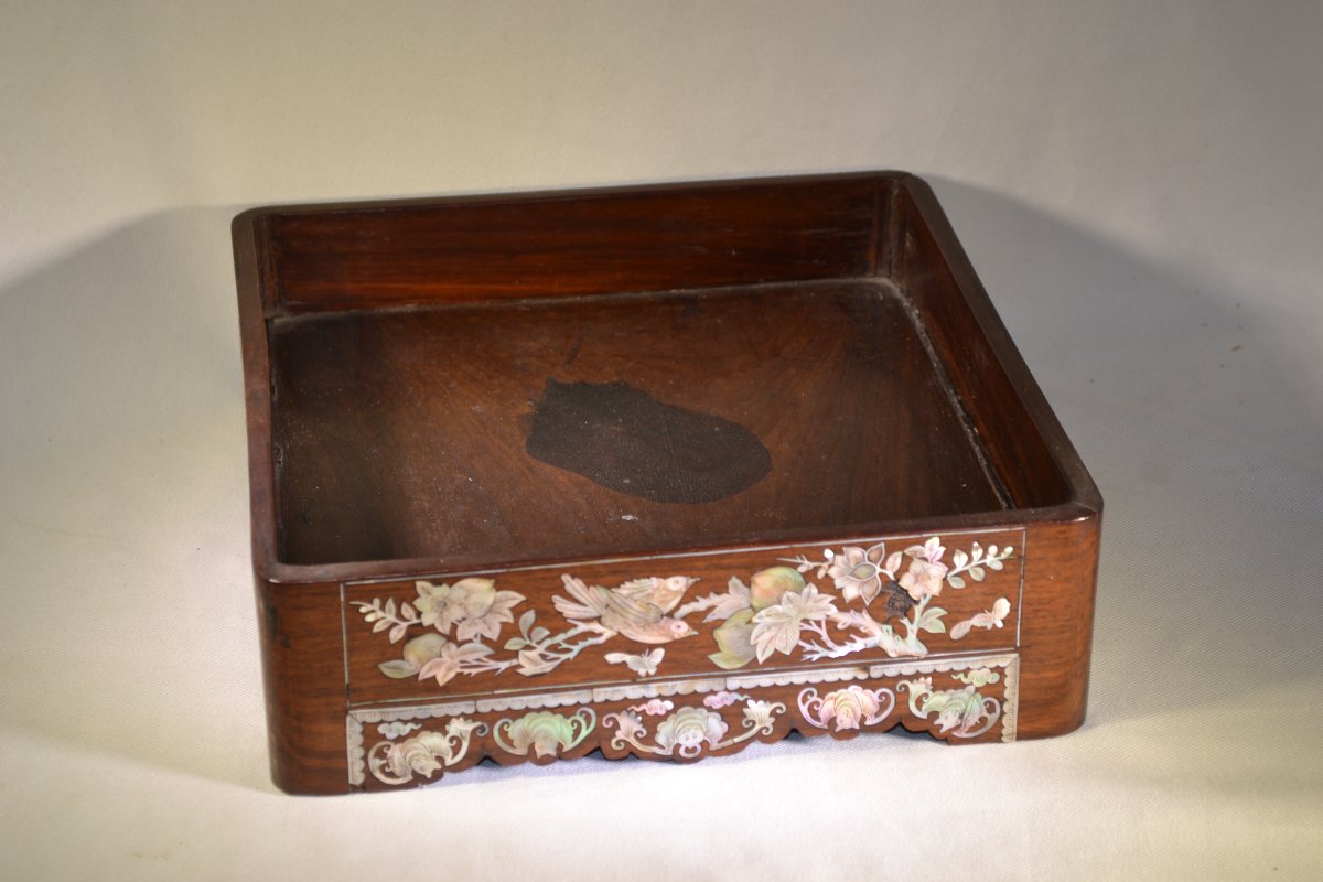 Display Tray Made Of Precious Wood And Mother-of-pearl. Vietnam Or China, 19th Century.-photo-5