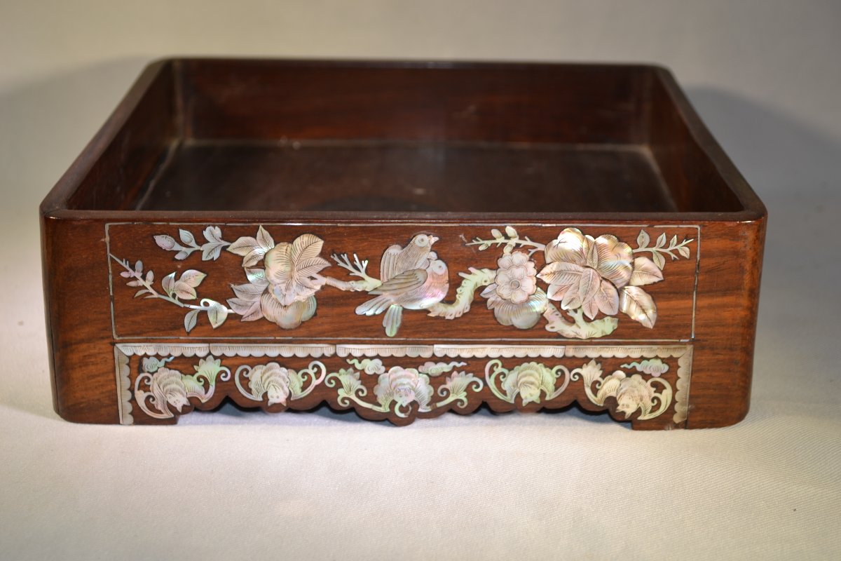 Display Tray Made Of Precious Wood And Mother-of-pearl. Vietnam Or China, 19th Century.-photo-6