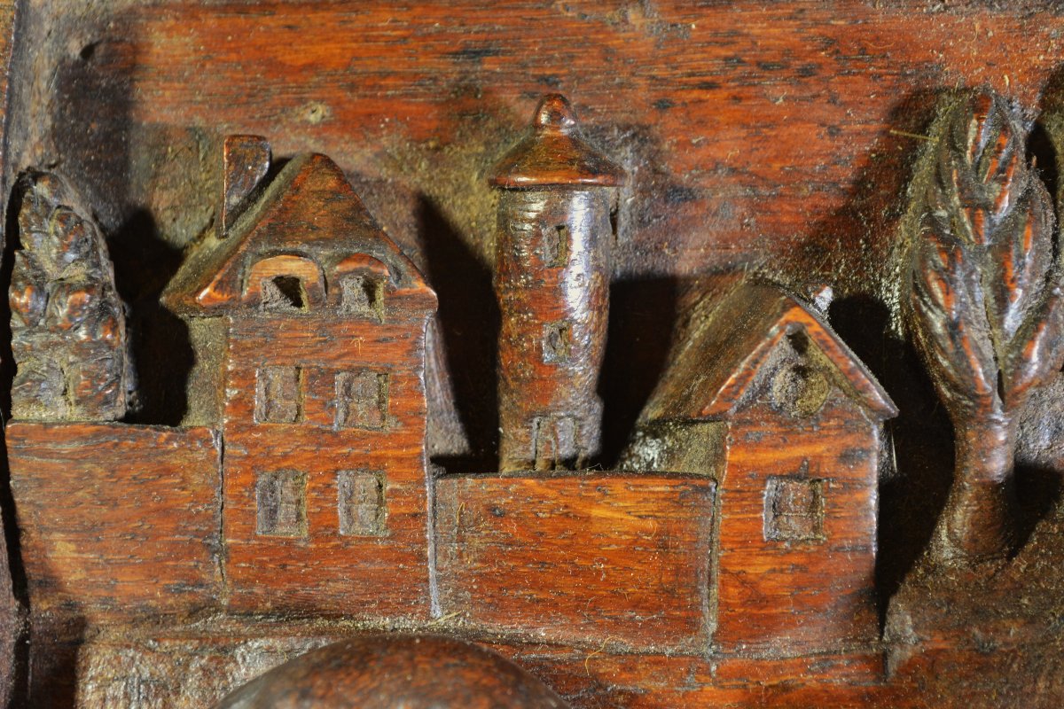 Wooden Panel Carved With A Dog And A Cat. Europe, 18th Century. -photo-3