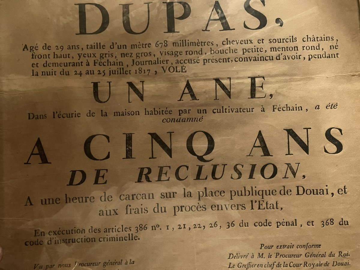 Court Notice – Royal Court Of Douai, 1818. France, Restoration Period.-photo-3