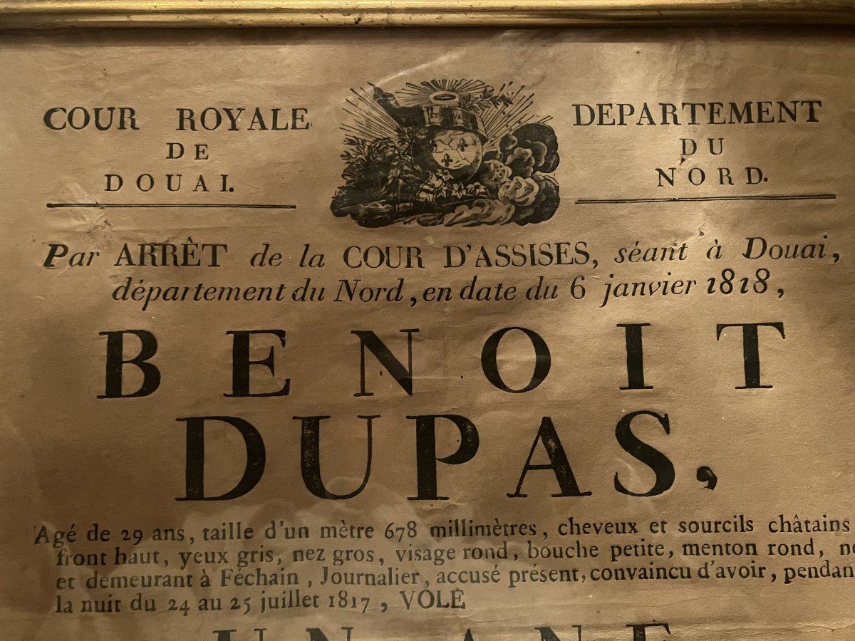 Court Notice – Royal Court Of Douai, 1818. France, Restoration Period.-photo-1