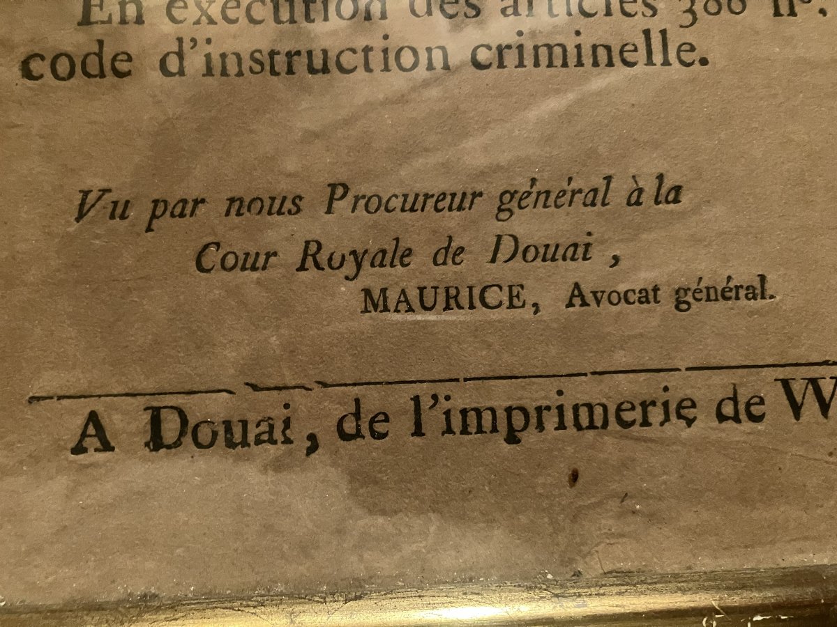 Court Notice – Royal Court Of Douai, 1818. France, Restoration Period.-photo-2