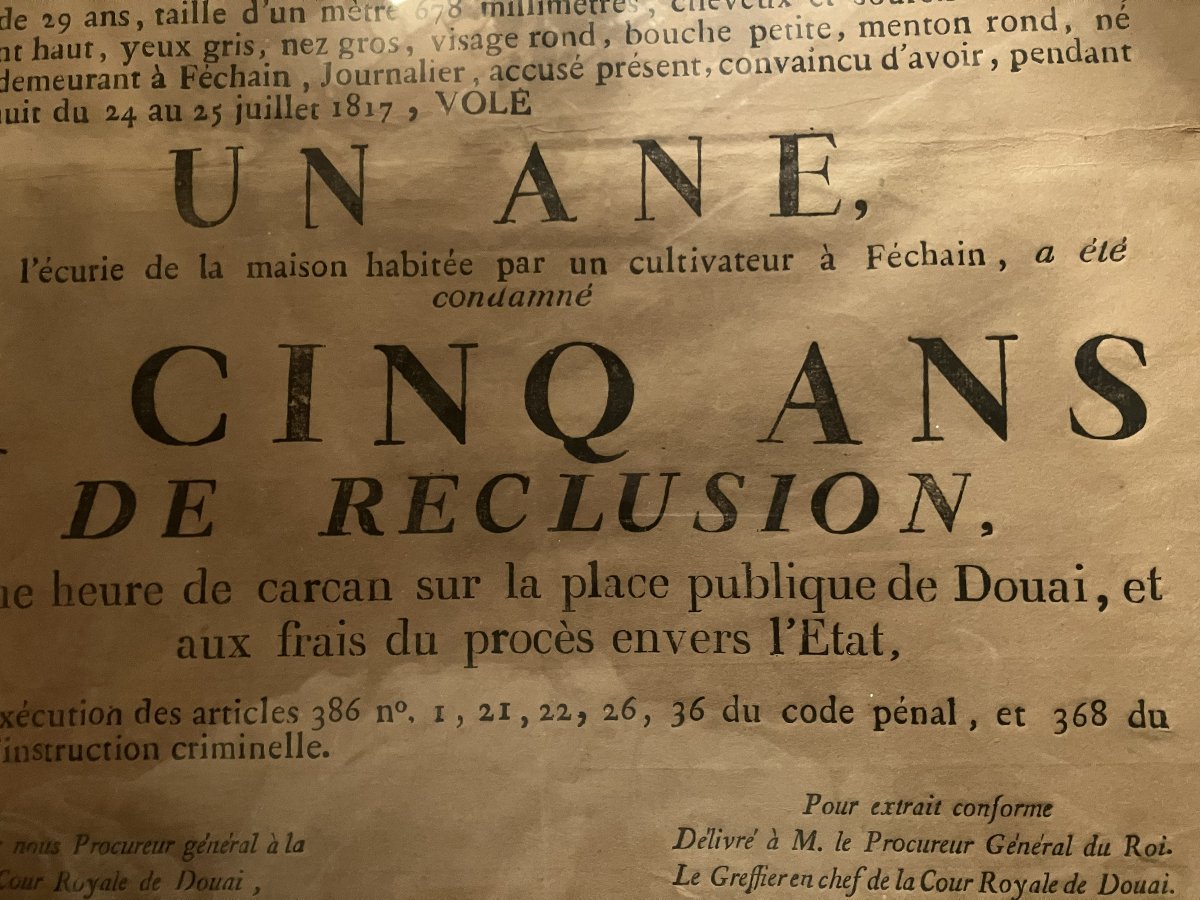 Court Notice – Royal Court Of Douai, 1818. France, Restoration Period.-photo-4