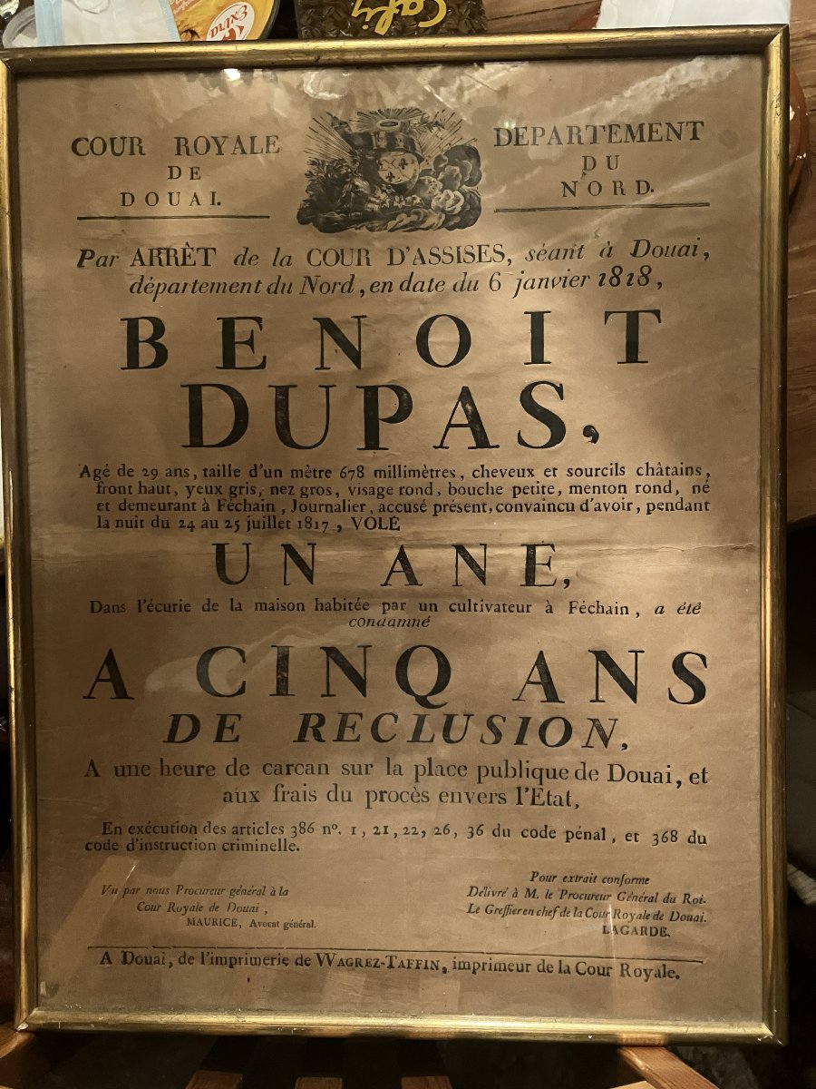 Court Notice – Royal Court Of Douai, 1818. France, Restoration Period.-photo-6