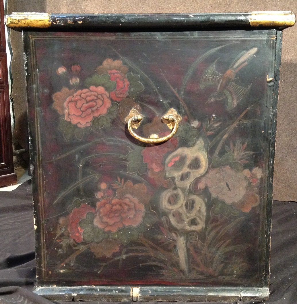 Lacquered Wooden Chest In The Namban Style. Japan, 17th Century. Early Edo Period.-photo-3