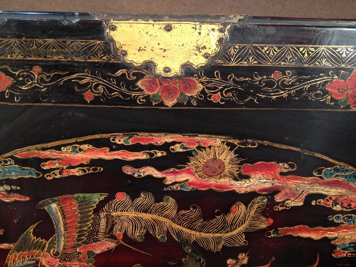 Lacquered Wooden Chest In The Namban Style. Japan, 17th Century. Early Edo Period.-photo-5
