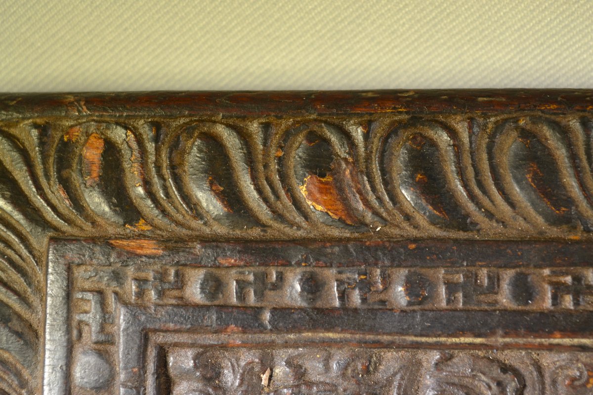 Couverture de manuscrit tibétain (glegs shing). Tibet, XIIIe siècle, peut-être antérieure.  -photo-2