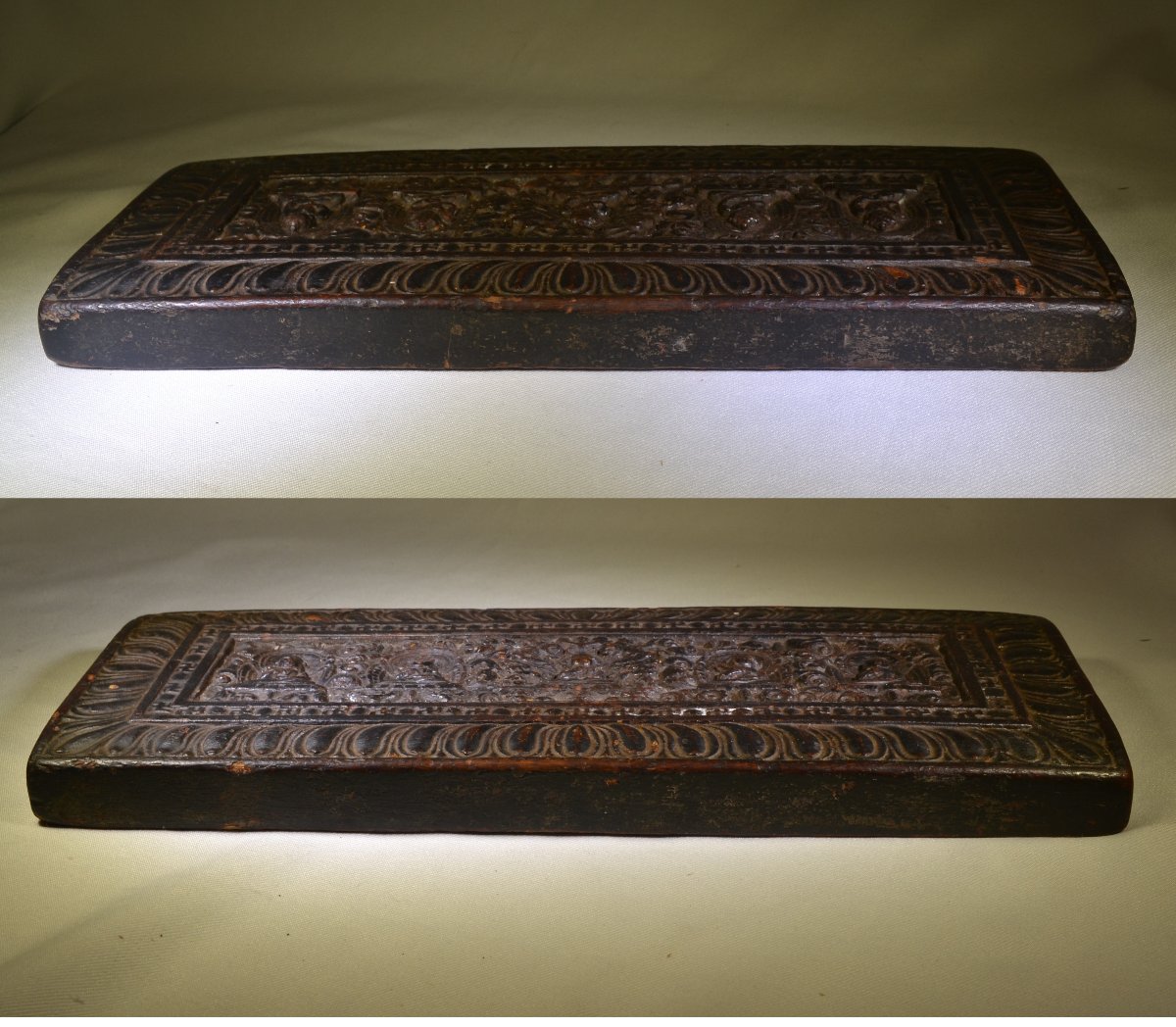 Couverture de manuscrit tibétain (glegs shing). Tibet, XIIIe siècle, peut-être antérieure.  -photo-7