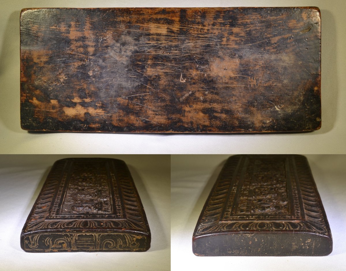 Couverture de manuscrit tibétain (glegs shing). Tibet, XIIIe siècle, peut-être antérieure.  -photo-8