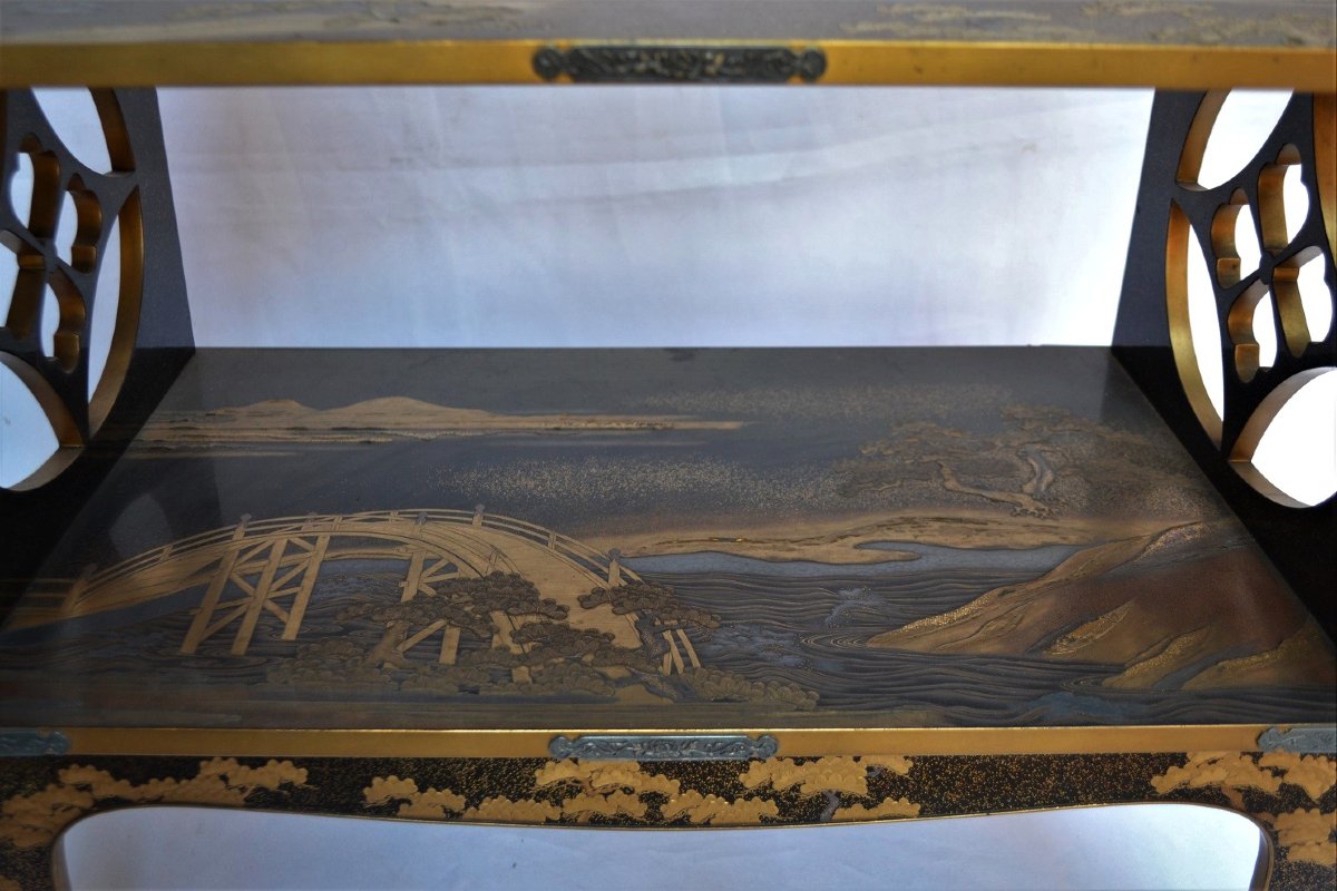 Double-tiered Table With A Gold-powdered Finish. Japan Early Edo Period, 17th Century. -photo-4