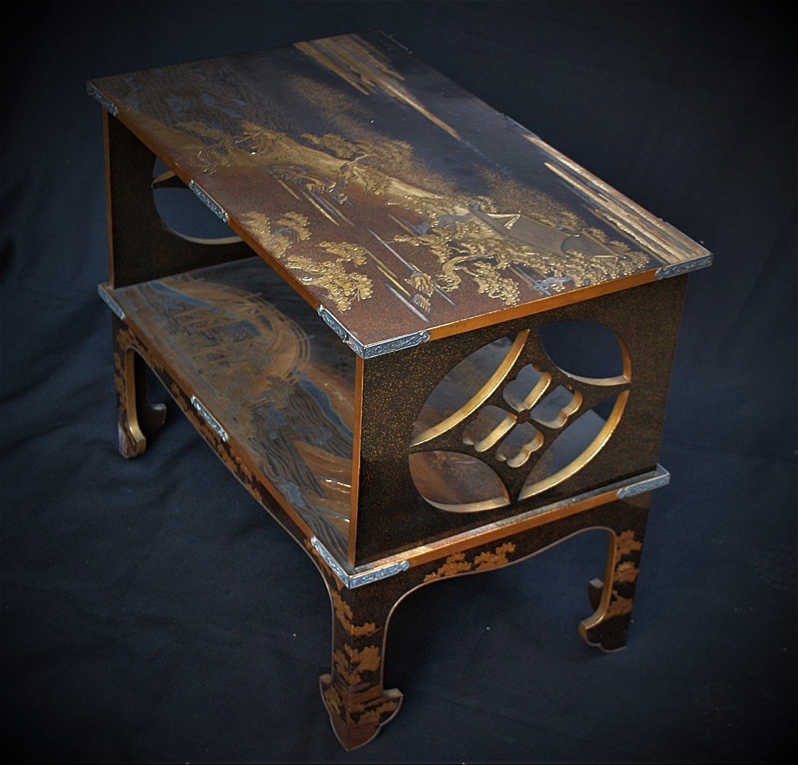 Double-tiered Table With A Gold-powdered Finish. Japan Early Edo Period, 17th Century. -photo-6