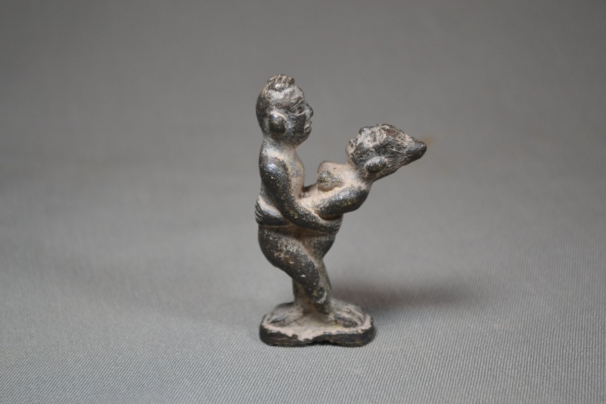 A Couple Embracing, Cast In Bronze. Southeast Asia, India, Ceylon, Kashmir. Antique. -photo-2