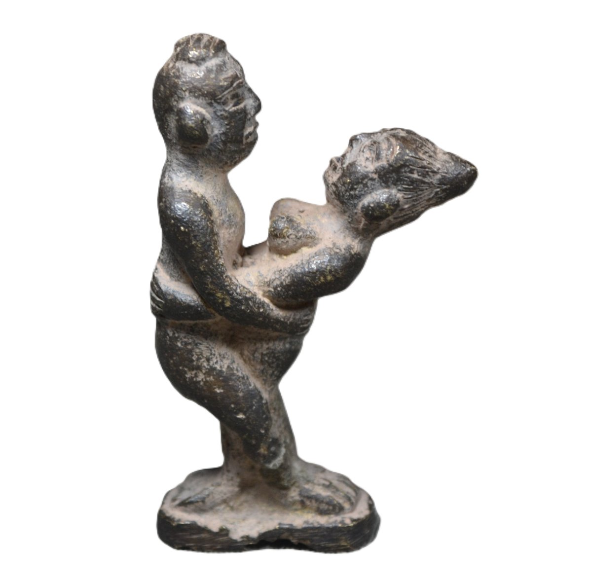  A Couple Embracing, Cast In Bronze. Southeast Asia, India, Ceylon, Kashmir. Antique. -photo-8