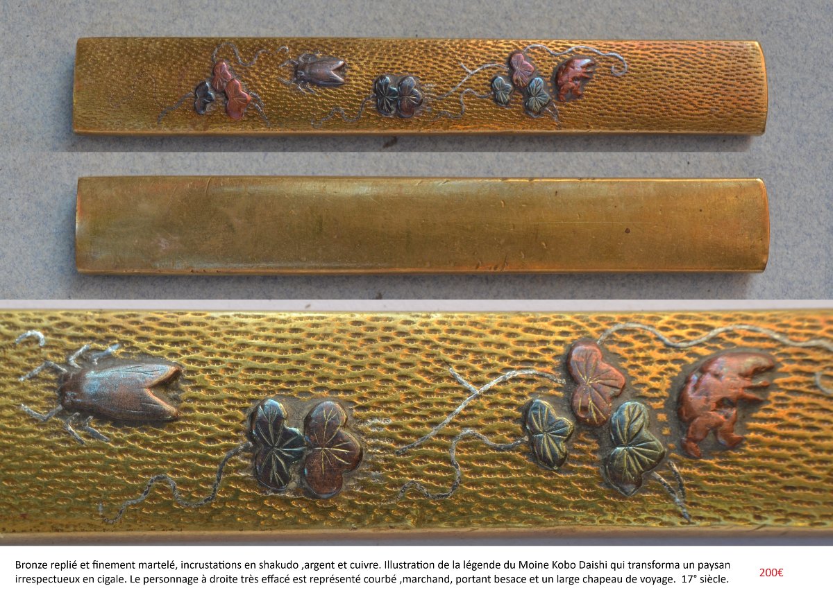 Collection de 9 kozuka . Asie. Japon école Goto et autres 17°-18°siècle.-photo-1