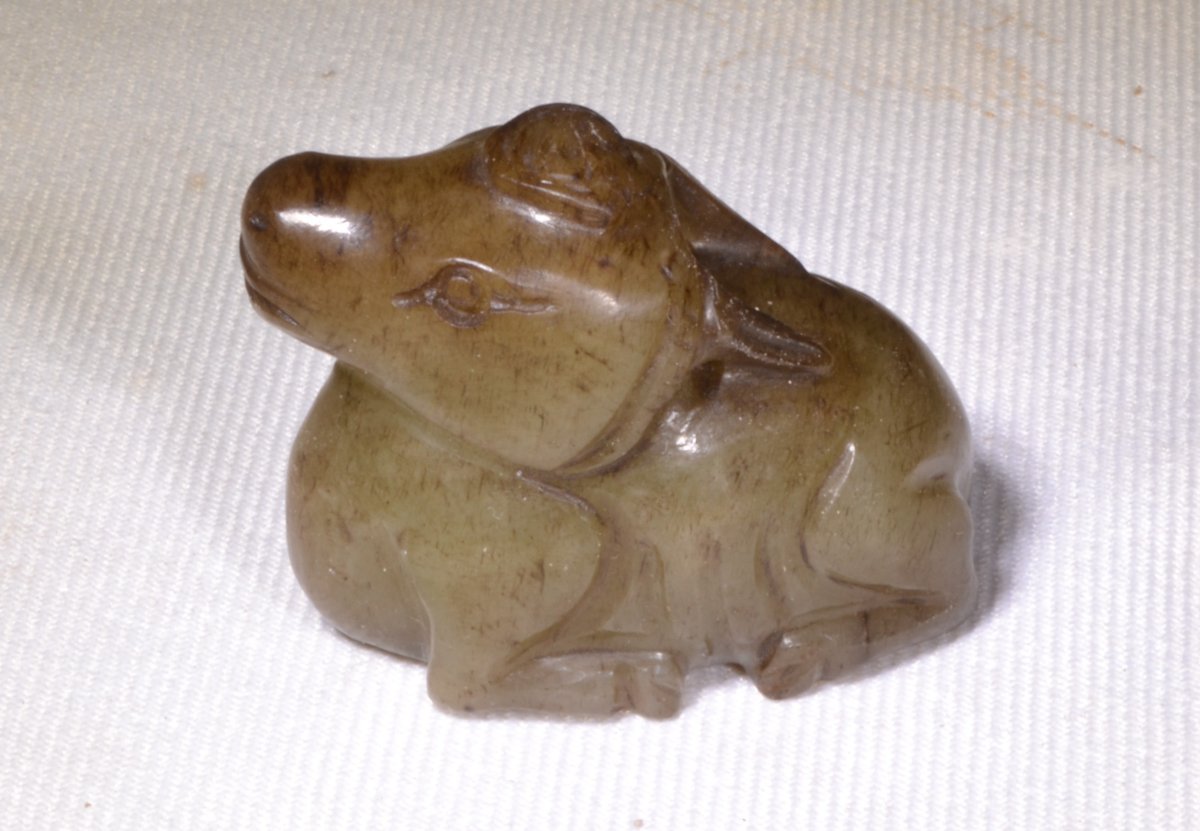 Jade Buffalo Pendant. Asia. China, Song To Qing Dynasties. -photo-1