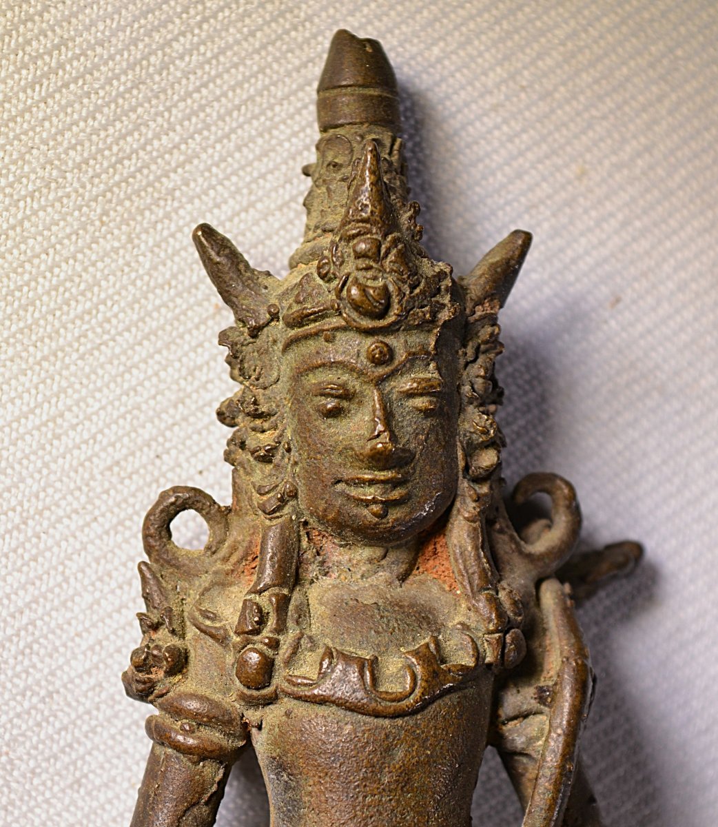 Divinité en bronze. Sud-est asie. 19° siècle ou antérieur.-photo-4