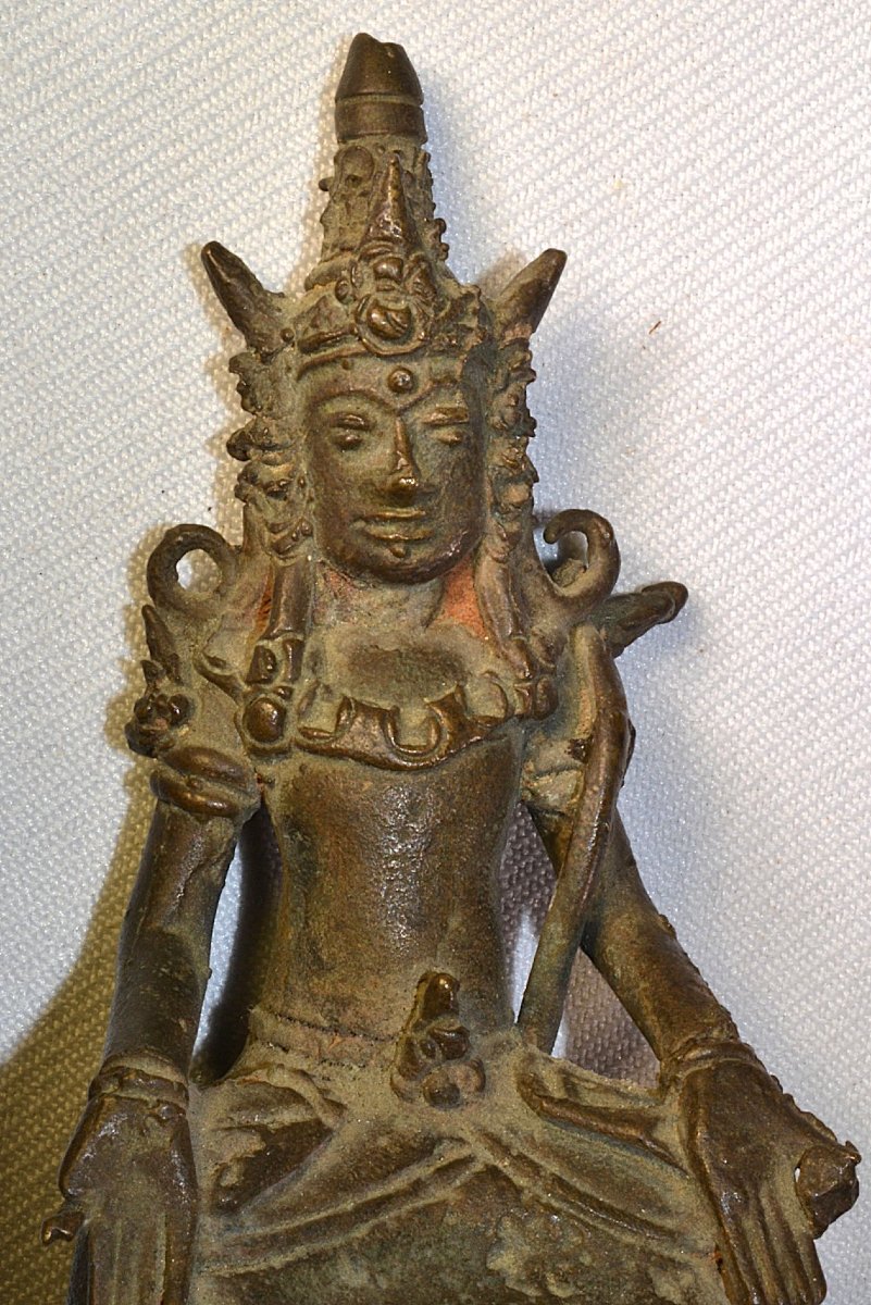 Divinité en bronze. Sud-est asie. 19° siècle ou antérieur.-photo-5