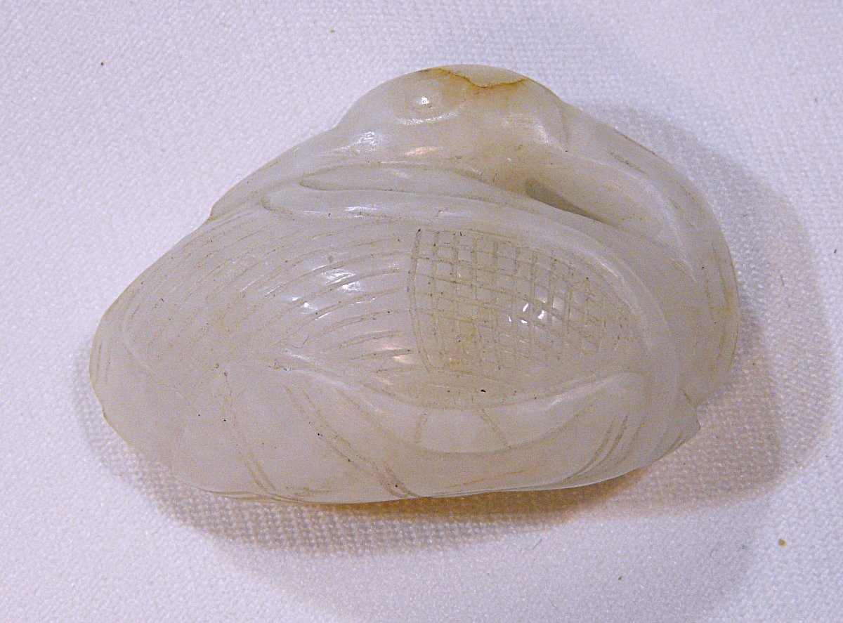 Oie en Jade blanc. Pendentif . Asie, Chine 18°siècle ou avant.-photo-4