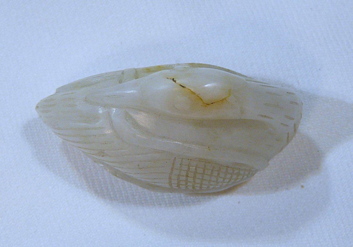 Oie en Jade blanc. Pendentif . Asie, Chine 18°siècle ou avant.-photo-5
