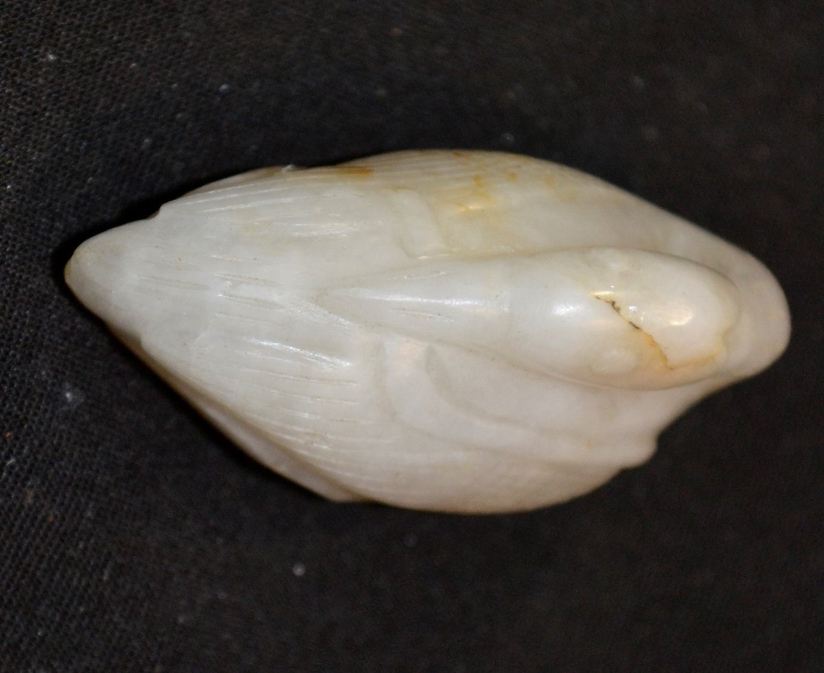 Oie en Jade blanc. Pendentif . Asie, Chine 18°siècle ou avant.-photo-6