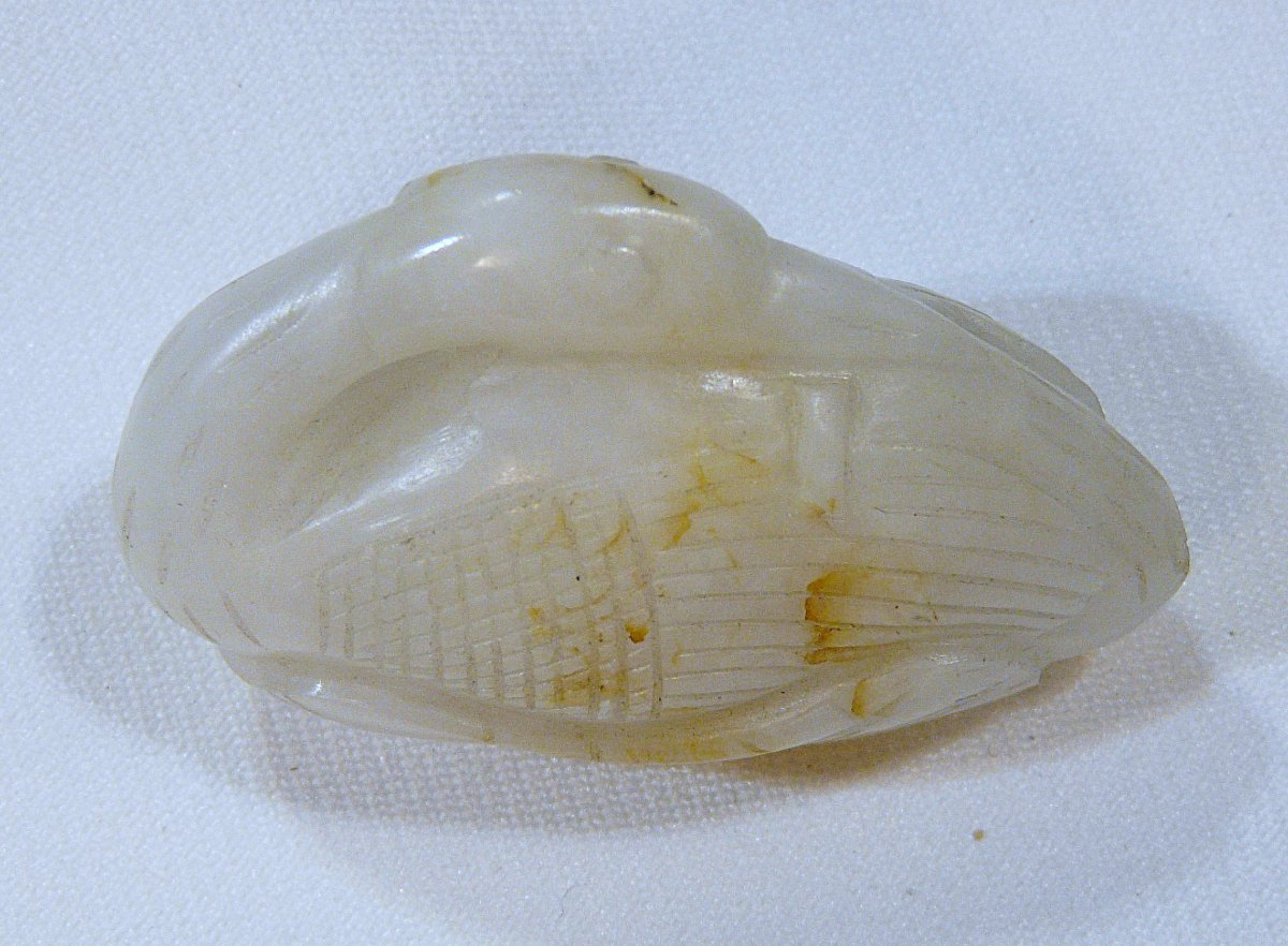 Oie en Jade blanc. Pendentif . Asie, Chine 18°siècle ou avant.-photo-7