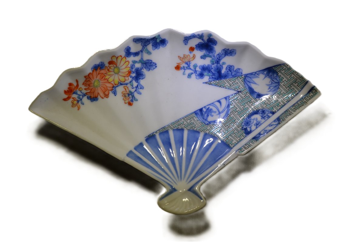 Pair Of Fan-shaped Dishes.  Fukagawa Kilns, Japan. Circa 1900 -photo-4