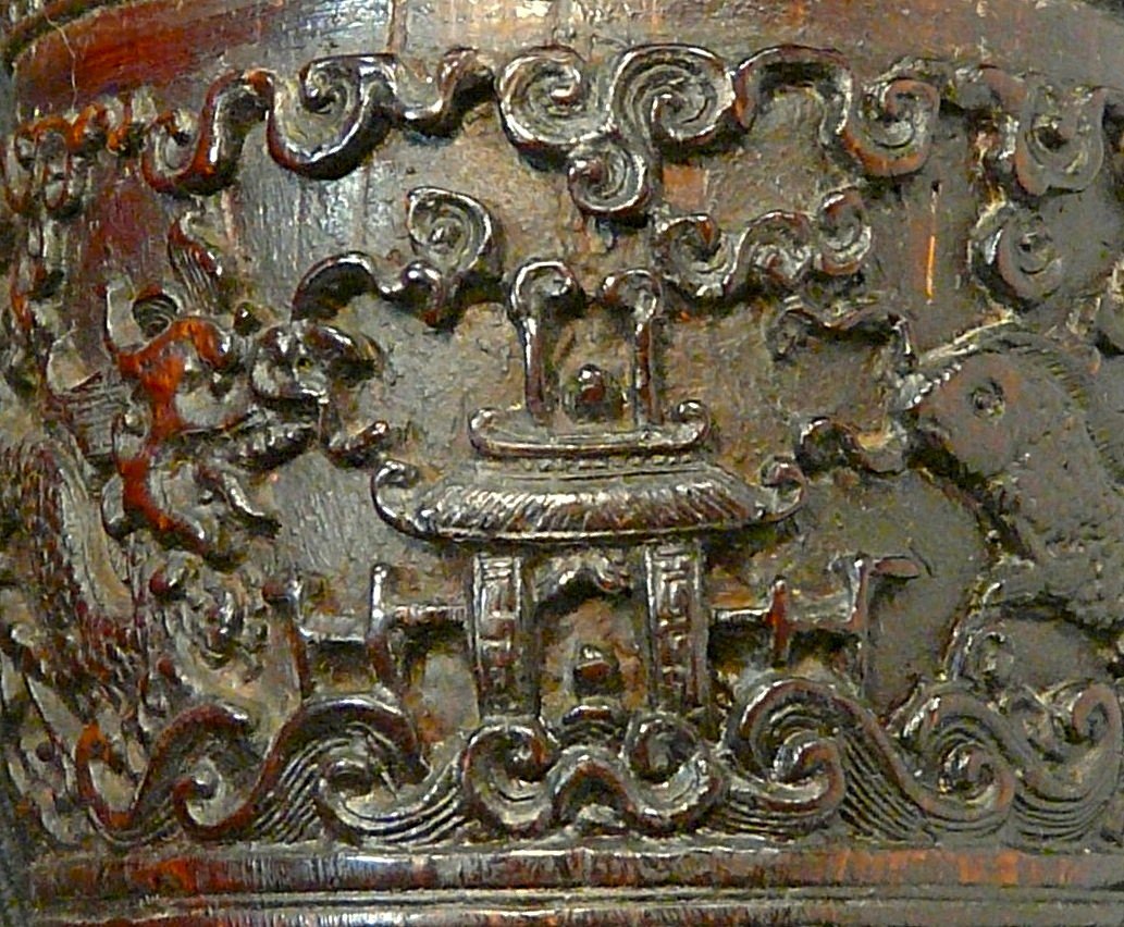 Pot à pinceaux sculpté dans une noix de coco. Asie. Chine 18°siècle.-photo-2