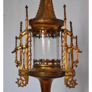 Monstrance In Bronze And Gilded Copper. France? 15° Century.