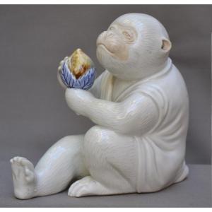 Hirado Porcelain Monkey. Japan 19th Century.