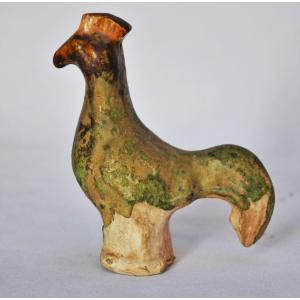 Glazed Terracotta Rooster Three Colors. China Tang Period