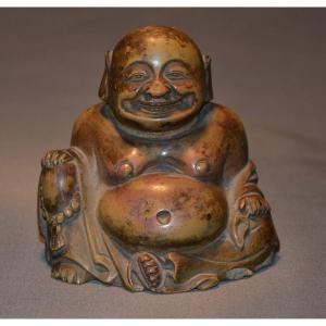 Budai (hotei) Sculpté En Stéatite (pierre De Lard, De Savon, Soapstone) Chine époque Qing.